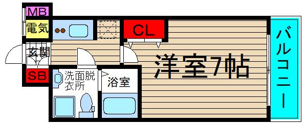 セレニテ上町台南館(1K/8階)の間取り写真