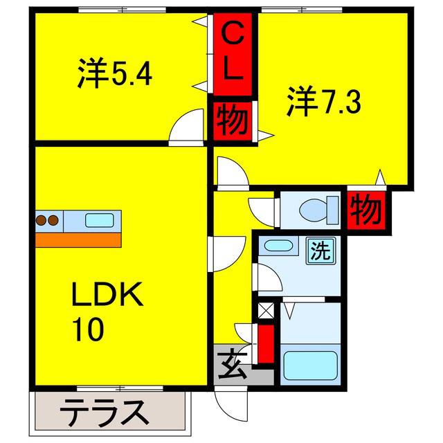 パストラル パーク(2LDK/1階)の間取り写真