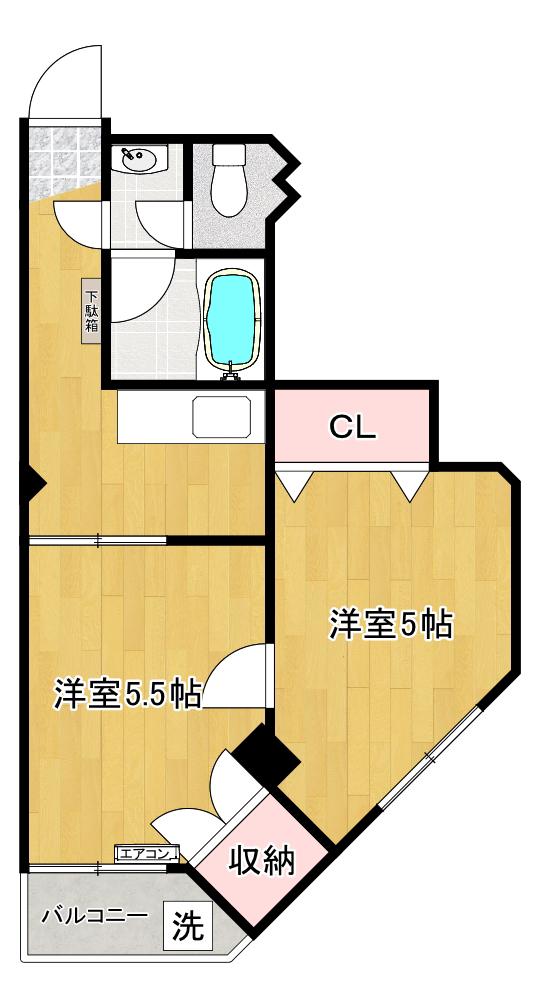 ホワイトハイツ(2K/1階)の間取り写真