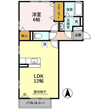 コートハウス岐陽II C(1LDK/2階)の間取り写真