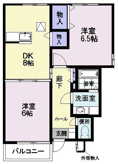 メゾン・ドゥ・アンジュ(2DK/1階)の間取り写真