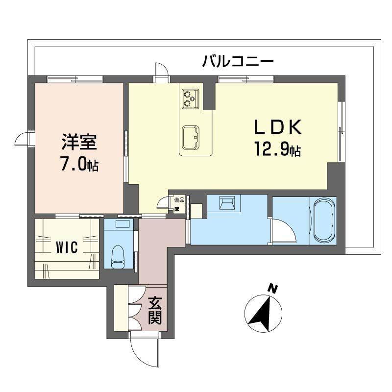 カーサ ワイエス(1LDK/3階)の間取り写真