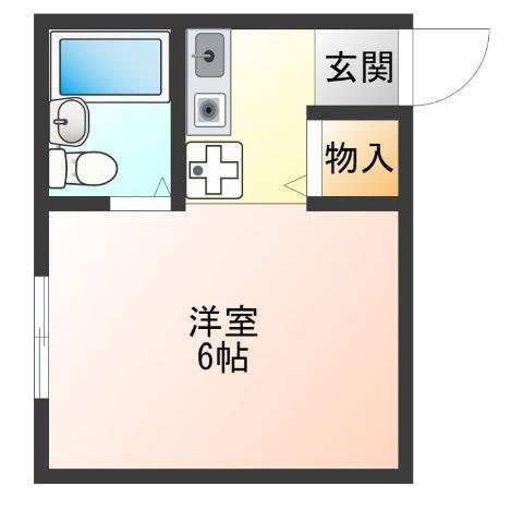 入善ハウス(ワンルーム/2階)の間取り写真