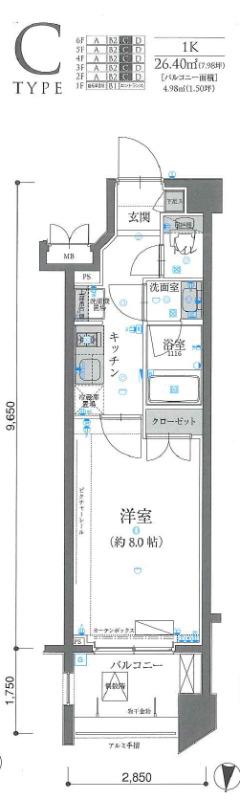 リヴシティ練馬高野台(1K/3階)の間取り写真
