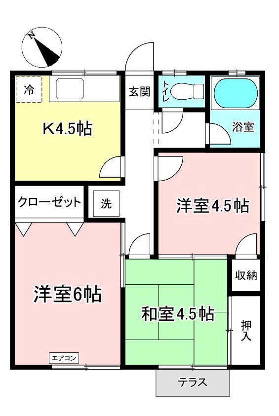 ヒルタウンおまた(3K/1階)の間取り写真