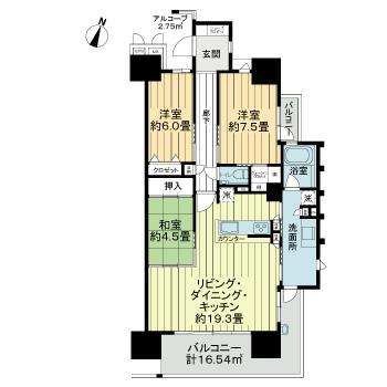 サーパス三島東町レジデンス(3LDK/5階)の間取り写真
