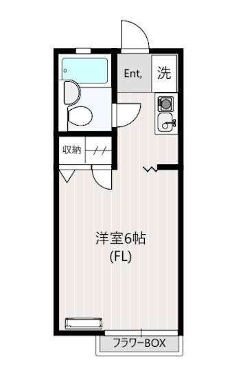 サンハイツ(ワンルーム/2階)の間取り写真