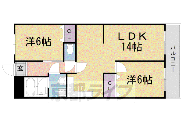 ピアグレース21(2LDK/1階)の間取り写真