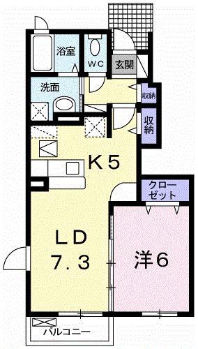 ブリーズ・ハウス(1LDK/1階)の間取り写真