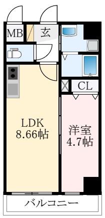 FREEDOM RESIDENCE 藤井寺岡(1LDK/5階)の間取り写真