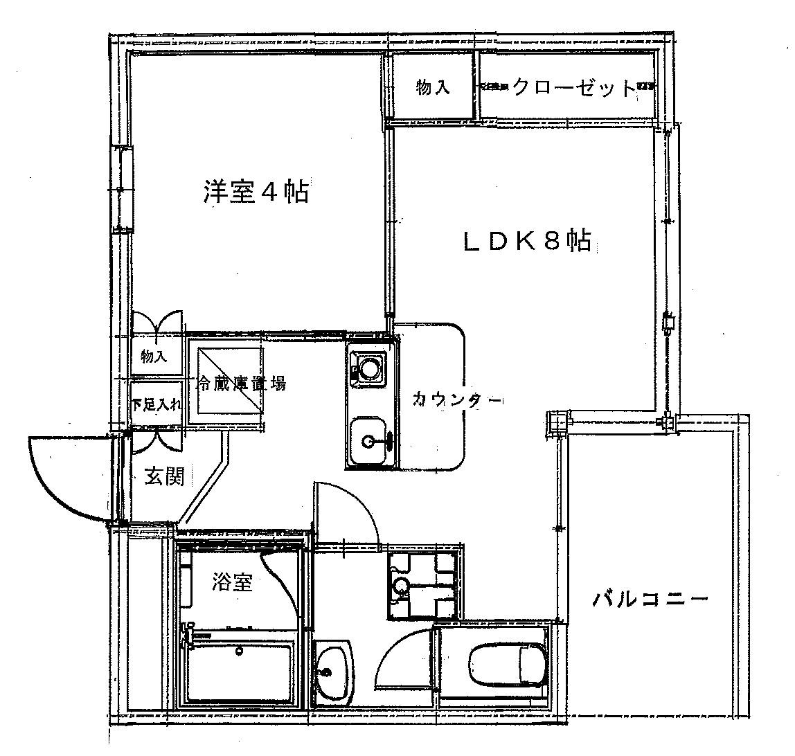 ニイダビル(1LDK/4階)の間取り写真