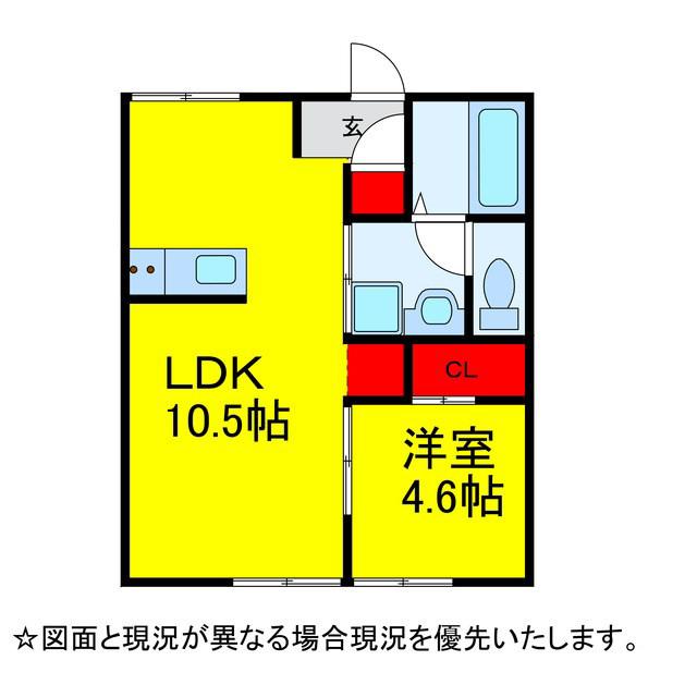 シティハイム 大ぜきI(1LDK/1階)の間取り写真