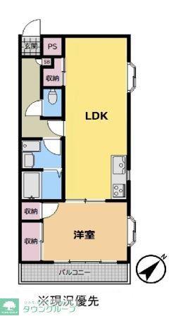 イーストハウス(1LDK/1階)の間取り写真