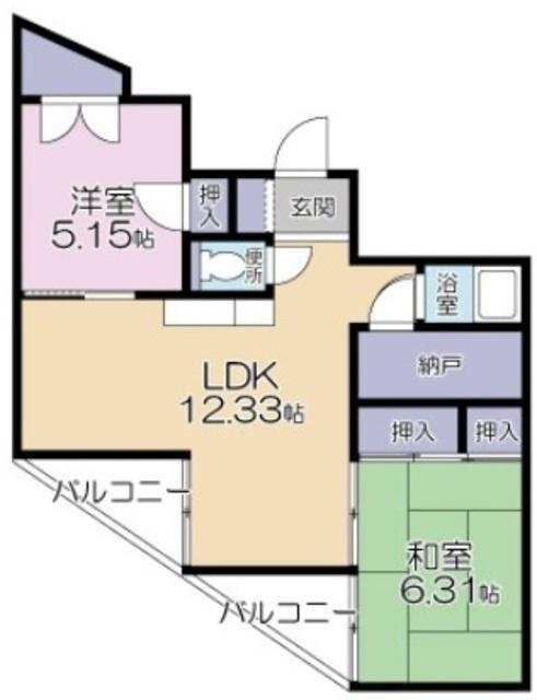 メゾンド童橋(2LDK/B1階)の間取り写真