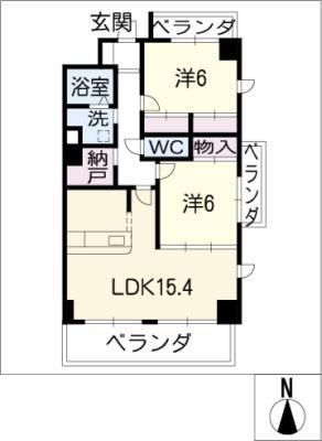 グランドール冨士(2LDK/3階)の間取り写真