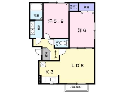 コウジィーコートII(2LDK/2階)の間取り写真