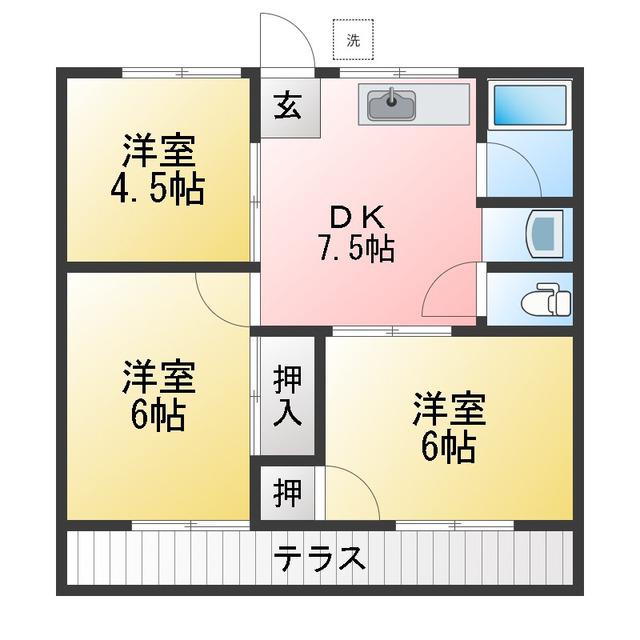 ハイツサトウ(3DK/1階)の間取り写真