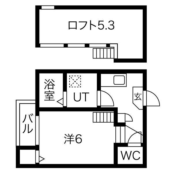 A-STAGE東大曽根(1K/1階)の間取り写真