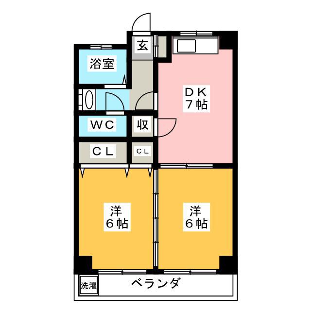 第三小森ビル(2DK/4階)の間取り写真