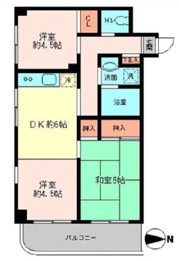 K HOUSE 1(3DK/3階)の間取り写真