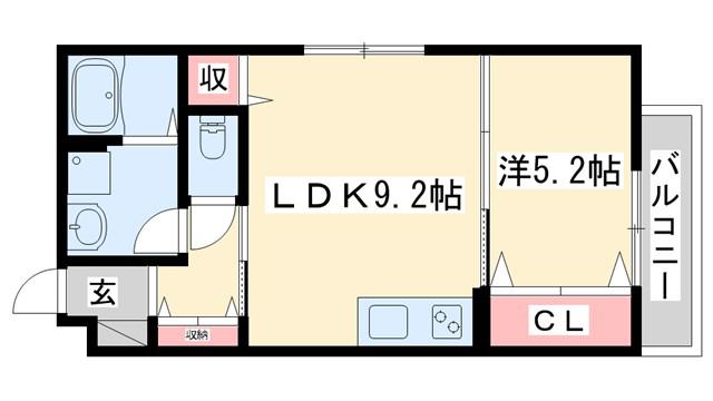 加古川市平岡町 アパート(1LDK/1階)の間取り写真