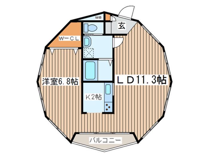 シェルコート(1LDK/2階)の間取り写真