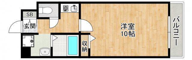 グランディール小林II(1K/2階)の間取り写真