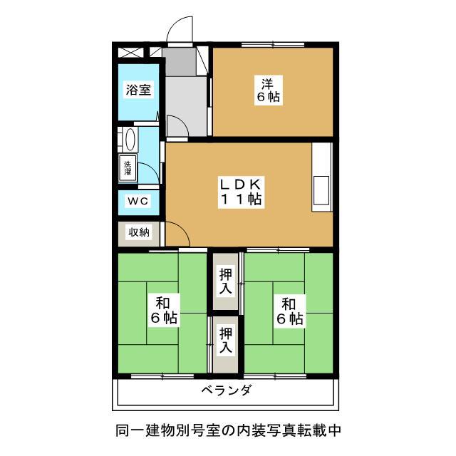ガーデンスクエア調布(3LDK/3階)の間取り写真
