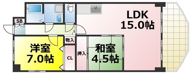 メゾンハートランド(2LDK/3階)の間取り写真