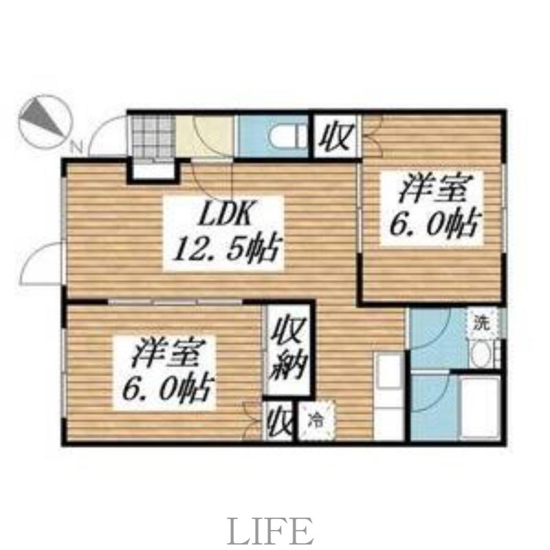 フィオーレ北郷(2LDK/1階)の間取り写真