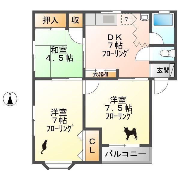 コーポM(3DK/2階)の間取り写真