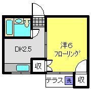 ホワイトコートカヤ(1DK/1階)の間取り写真
