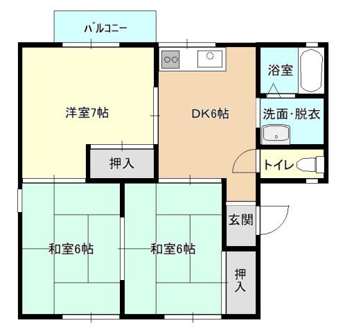 サンライズフジ(3DK/2階)の間取り写真