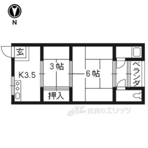 第三柿ノ本荘(2K/2階)の間取り写真