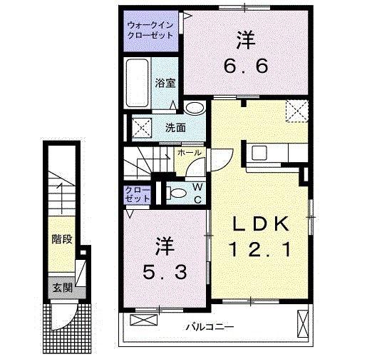 セレノ カーサ(2LDK/2階)の間取り写真
