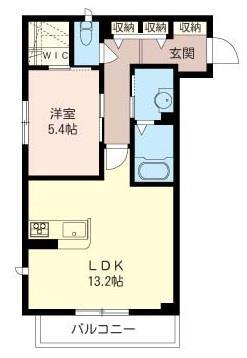 アユメノ2(1LDK/1階)の間取り写真