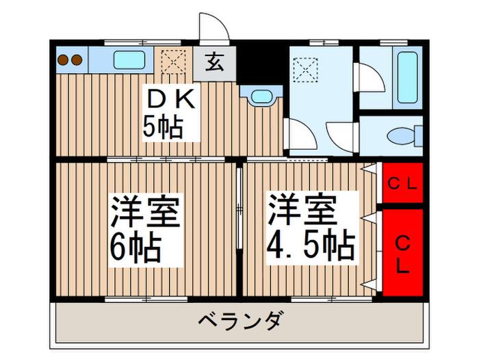 宮田ハイツ(2DK/3階)の間取り写真