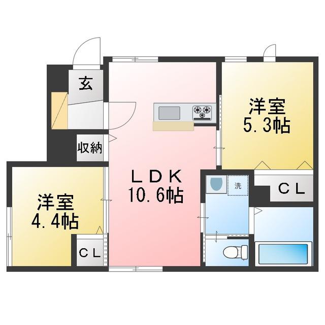 ベルツリー(2LDK/1階)の間取り写真