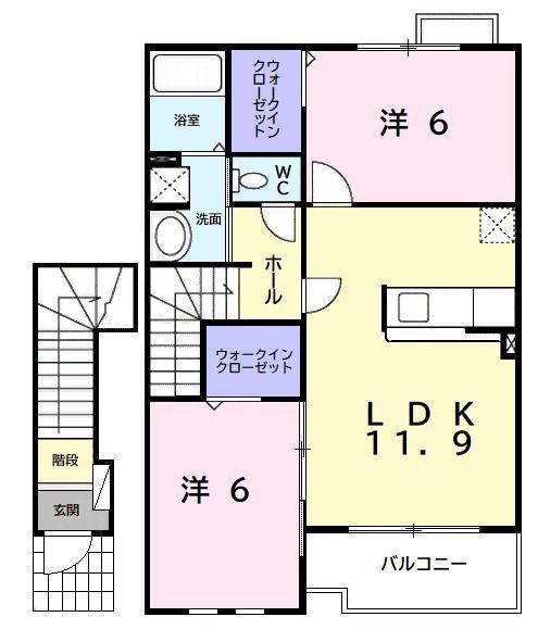 サンクレイドル(2LDK/2階)の間取り写真