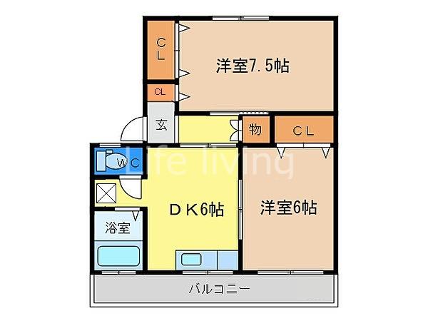 坂東マンション(2DK/3階)の間取り写真