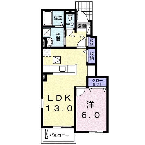ラピス・アーテル II(1LDK/1階)の間取り写真