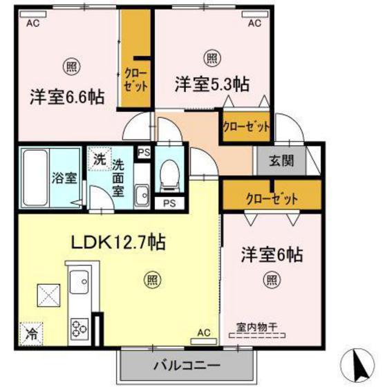 D-ROOM524沖代(3LDK/1階)の間取り写真