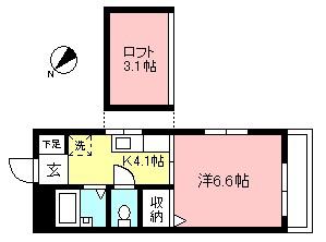 リベラル・レジデンス(1K/2階)の間取り写真