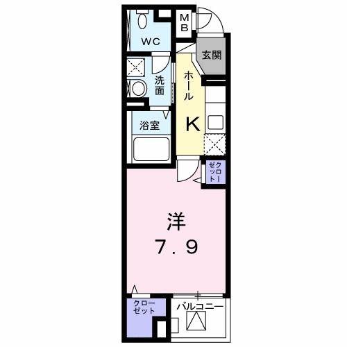 ゴールデン ソレイル(1K/3階)の間取り写真