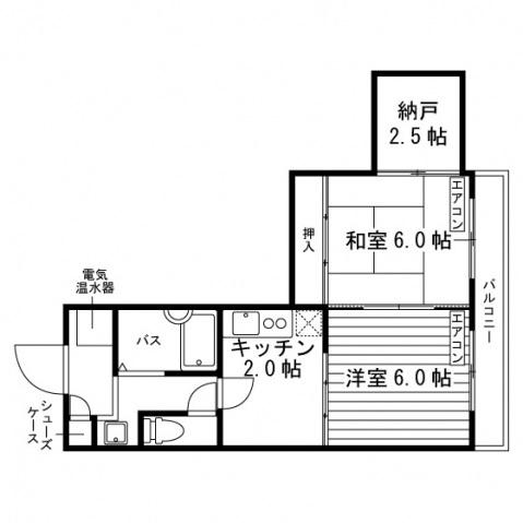 サンメイツ京阪・竹田(2K/1階)の間取り写真