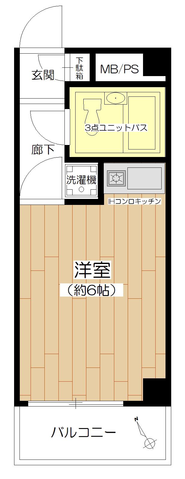 ライオンズマンションときわ台(ワンルーム/4階)の間取り写真