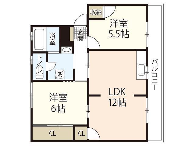田中第二ビル(2LDK/3階)の間取り写真