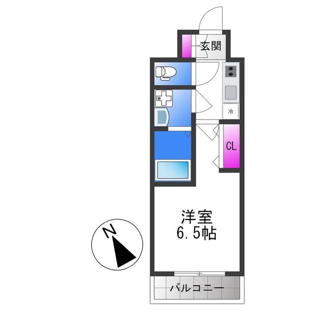 グランエクラ田島(1K/5階)の間取り写真