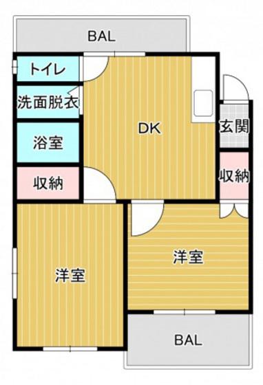 エスティードビスタ(2DK/1階)の間取り写真
