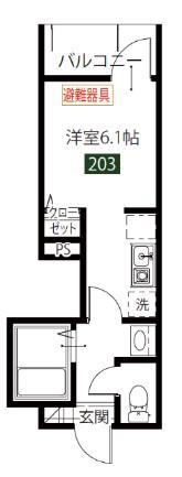 メルディア調布(1K/2階)の間取り写真